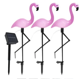 3-delade Flamingo-sollampor: Vattentät LED-trädgårdsdekoration för atmosfärisk utomhusbelysning