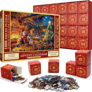 Julpussel Adventskalender – 24 Pussel i Ett Magiskt 1008-Bitars Julpussel