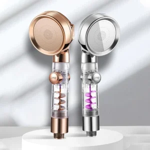 Justerbar högtrycksvattenbesparande duschmunstycke med tre lägen