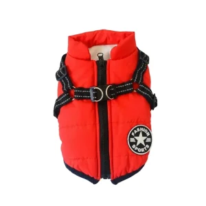 Hundjacka med inbyggd sele – varm med reflex